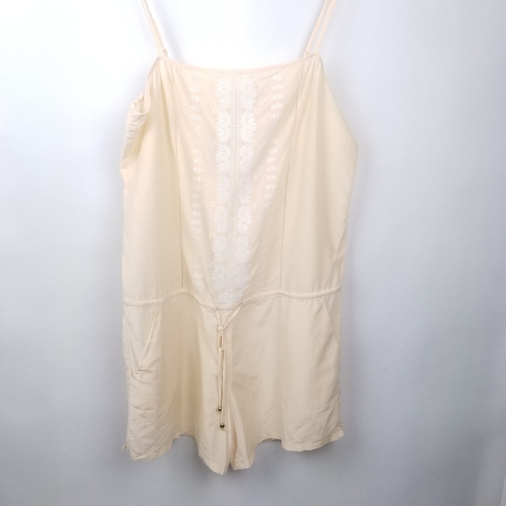 Seaton NEW Lightweight Cream Embroidered Romper Lg